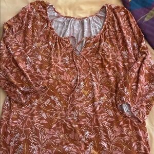 Garnet Hill blouse,small, pink and rust pattern